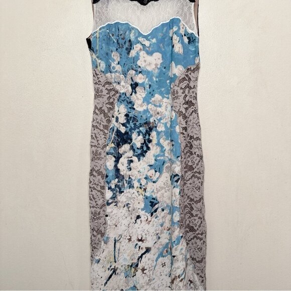 BCBGMAXAZRIA Womens 6 Tahiti Blue Combo Provence Sleeveless Open-Back Gown Maxi - Picture 8 of 15